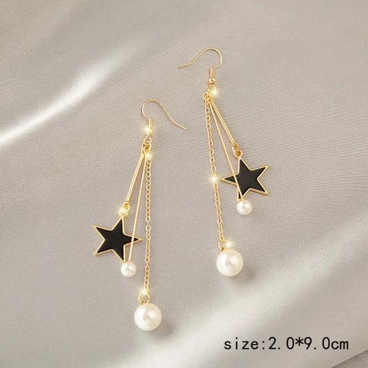 Women Drop Dangle Earrings Handmade Pearl Star Jewellery Chritsmas Gift For Her