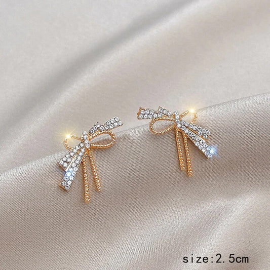 Casual Elegant Women Bow Stud Earrings Handmade Jewellery Christmas Gift For Her