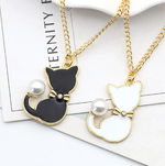 New Elegant Pearl Handmade Jewellery Charm Chain Pendant Necklace Cute Cat