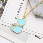New Elegant Pearl Handmade Jewellery Charm Chain Pendant Necklace Cute Cat
