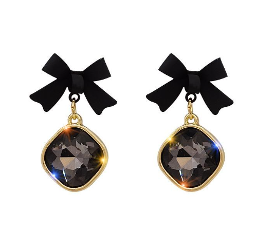 Elegant Mystic Black Elegant Charm Womens Square Handmade Drop Dangle Earrings