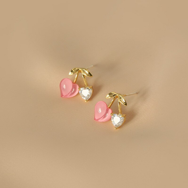 Small Cute Handmade Jewellery Double Heart Stud Earrings