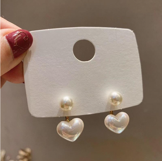 Pearl Casual Elegant Charm Stud Heart Earrings