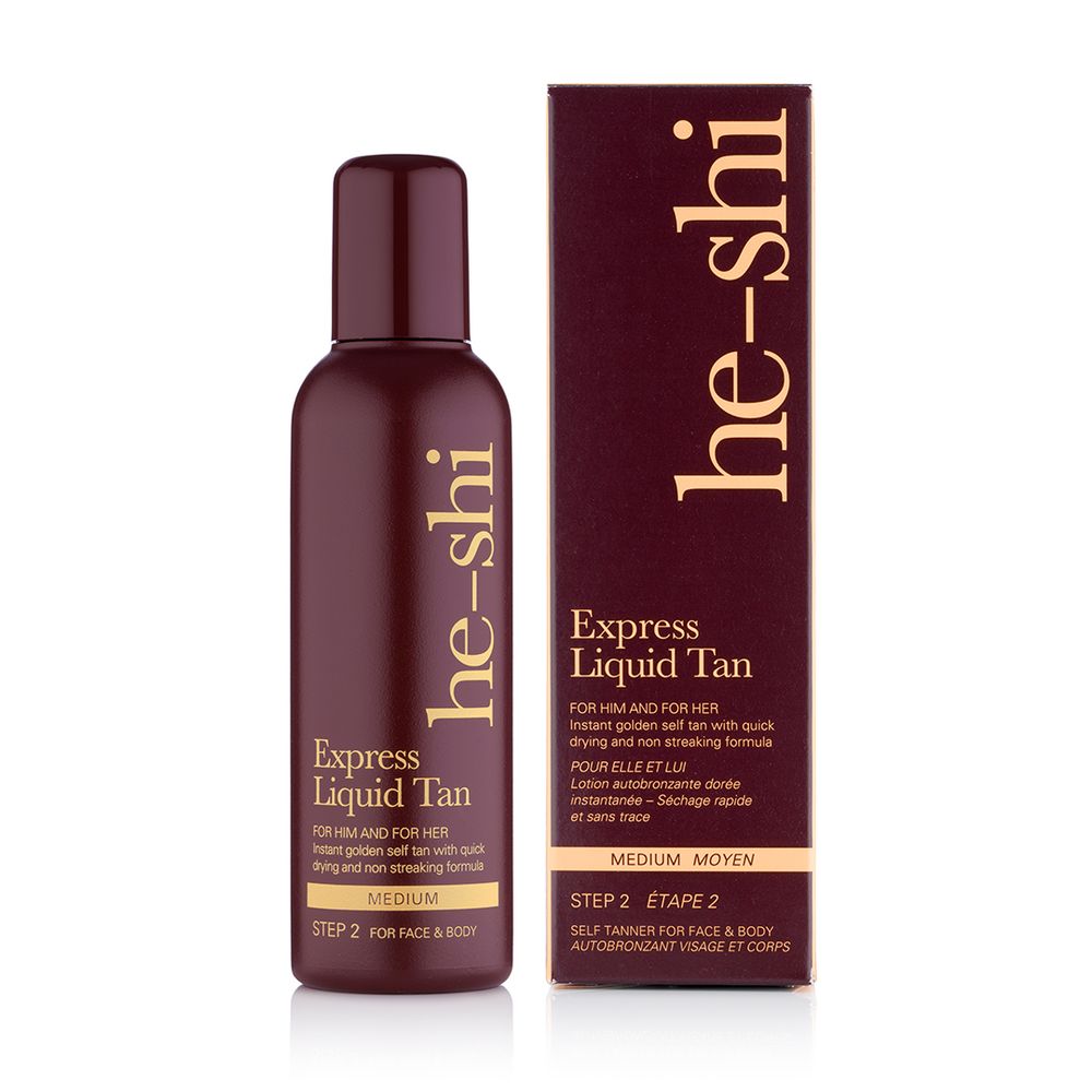 He-Shi Express Liquid Instant Self Tan Body Lotion 150ml - Medium Tan - Quick Dry - Easy to Apply