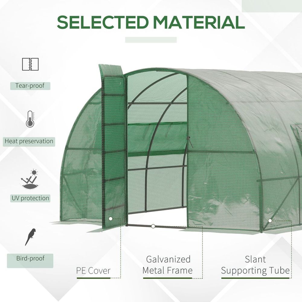 Polytunnel Garden Greenhouse Steel Frame 6 x 3M Reinforced Walk-in