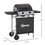 2 Burner Gas Barbecue Grill Propane Gas BBQ 5.6 kW