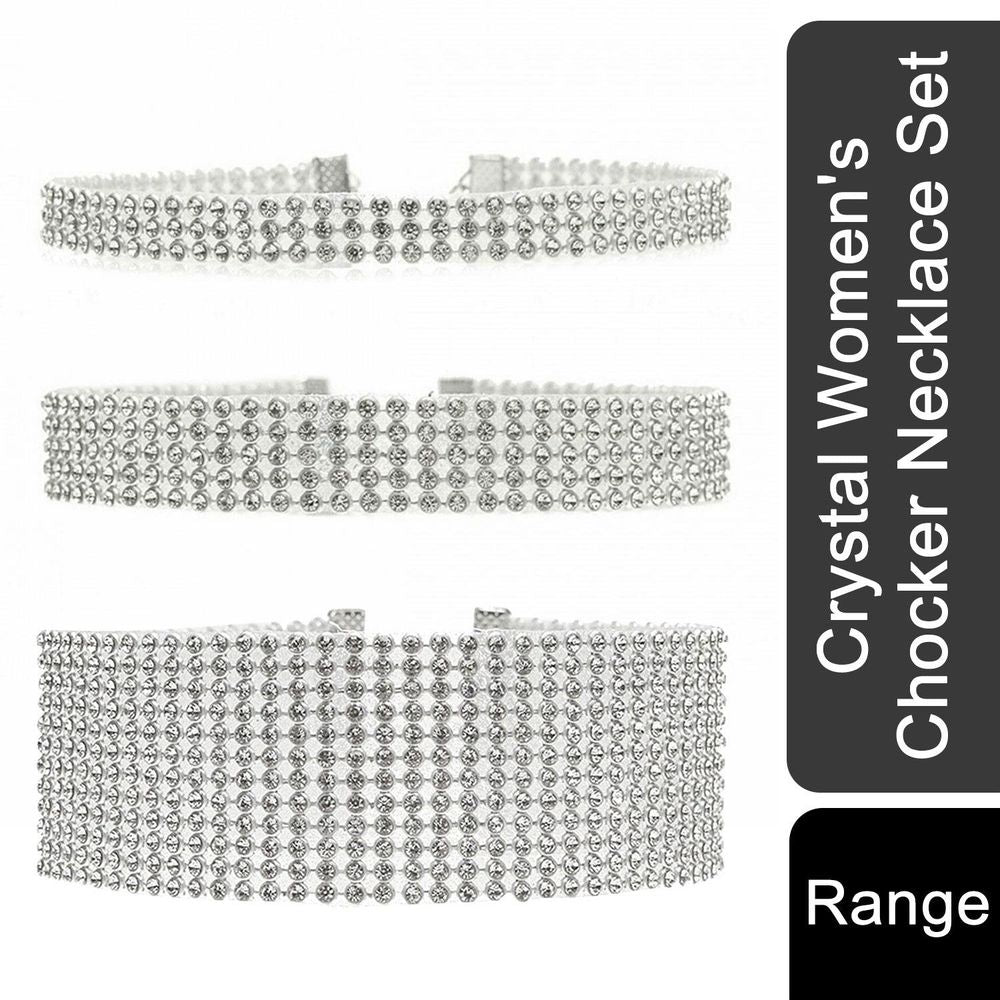 Glamour in Crystals: Women's Crystal Choker Necklace Set 10mm or 16mm or 25mm