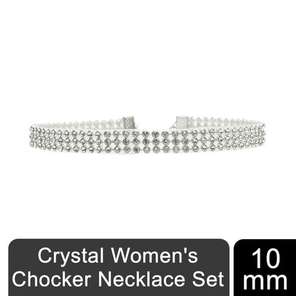 Glamour in Crystals: Women's Crystal Choker Necklace Set 10mm or 16mm or 25mm