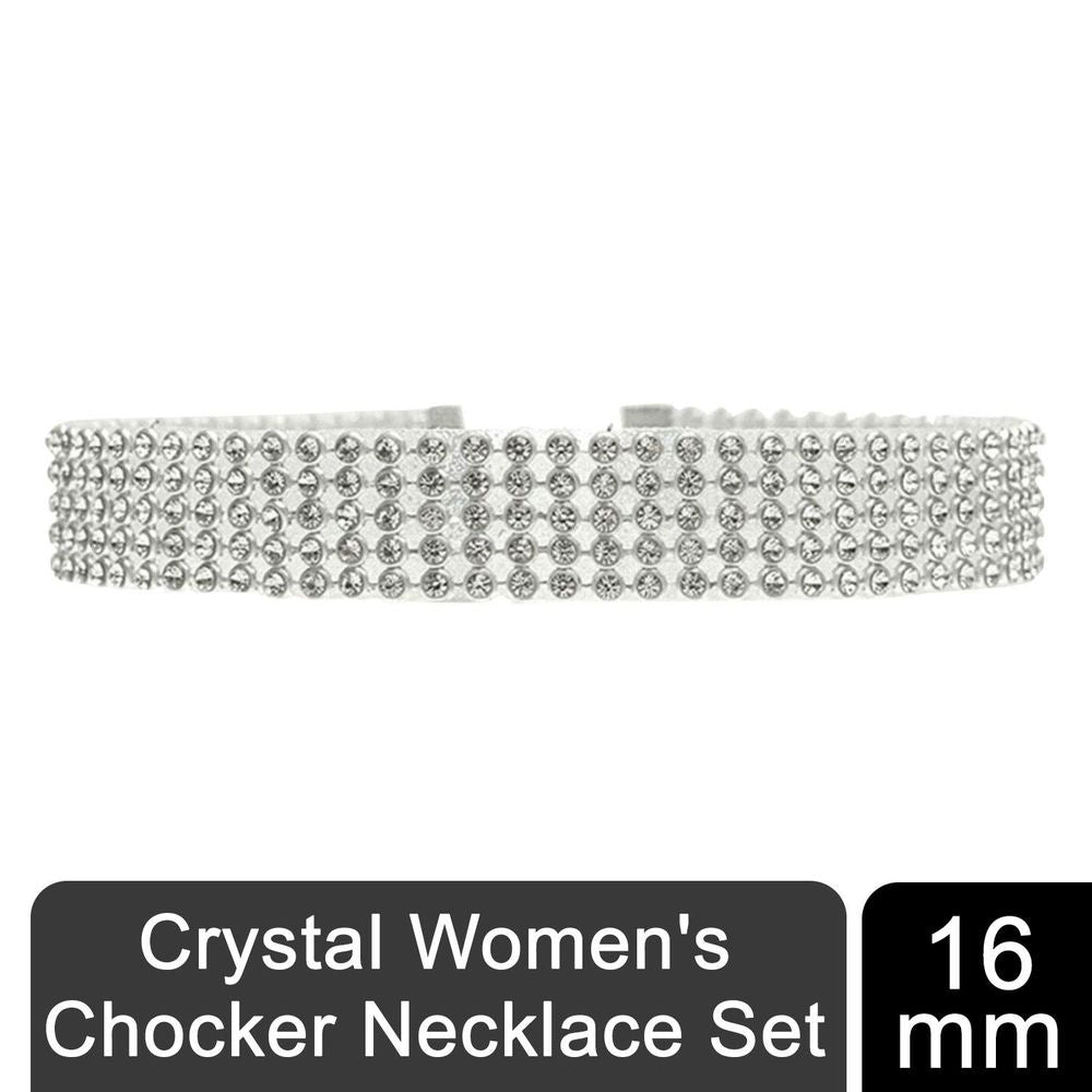 Glamour in Crystals: Women's Crystal Choker Necklace Set 10mm or 16mm or 25mm