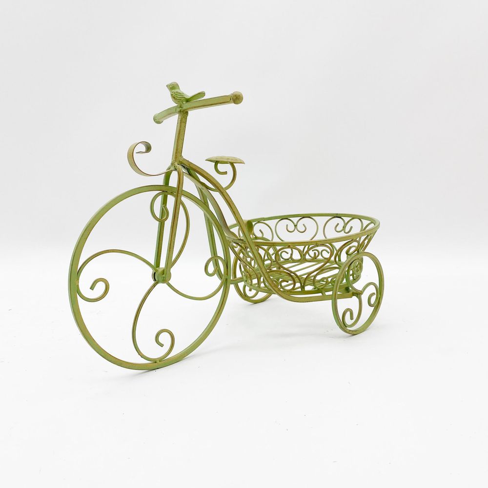 DECORATIVE GREEN BICYCLE PLANTER FOR FLOWERS 57CM LEAF