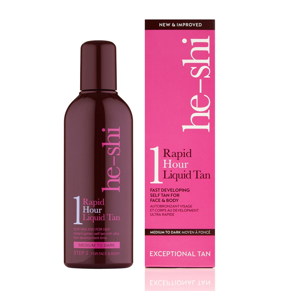 Self Tan He-Shi Rapid 1 Hour Liquid - Medium to Dark Tan - Quick Dry