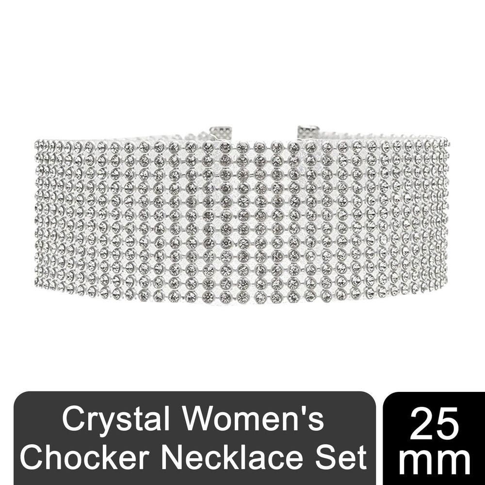 Glamour in Crystals: Women's Crystal Choker Necklace Set 10mm or 16mm or 25mm