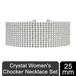 Glamour in Crystals: Women's Crystal Choker Necklace Set 10mm or 16mm or 25mm