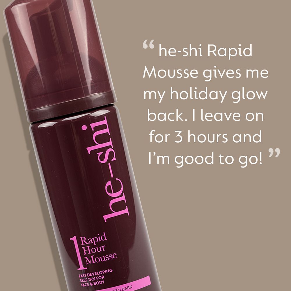 He-Shi Rapid 1 Hour Body Mousse  - Medium to Dark Self Tan - Quick Dry