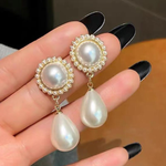 Women Pearl Casual Elegant Charm Drop Dangle Earrings